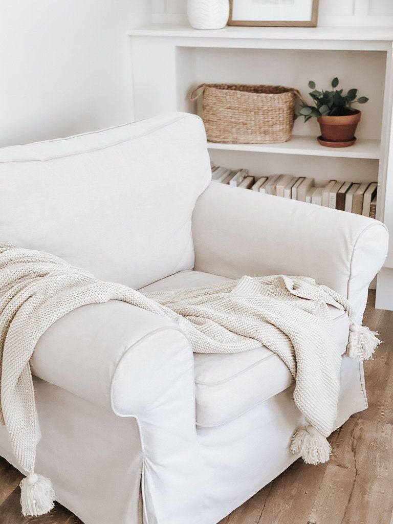Knit Throw Blanket - Knit Throw Blanket With Tassels | Cozy