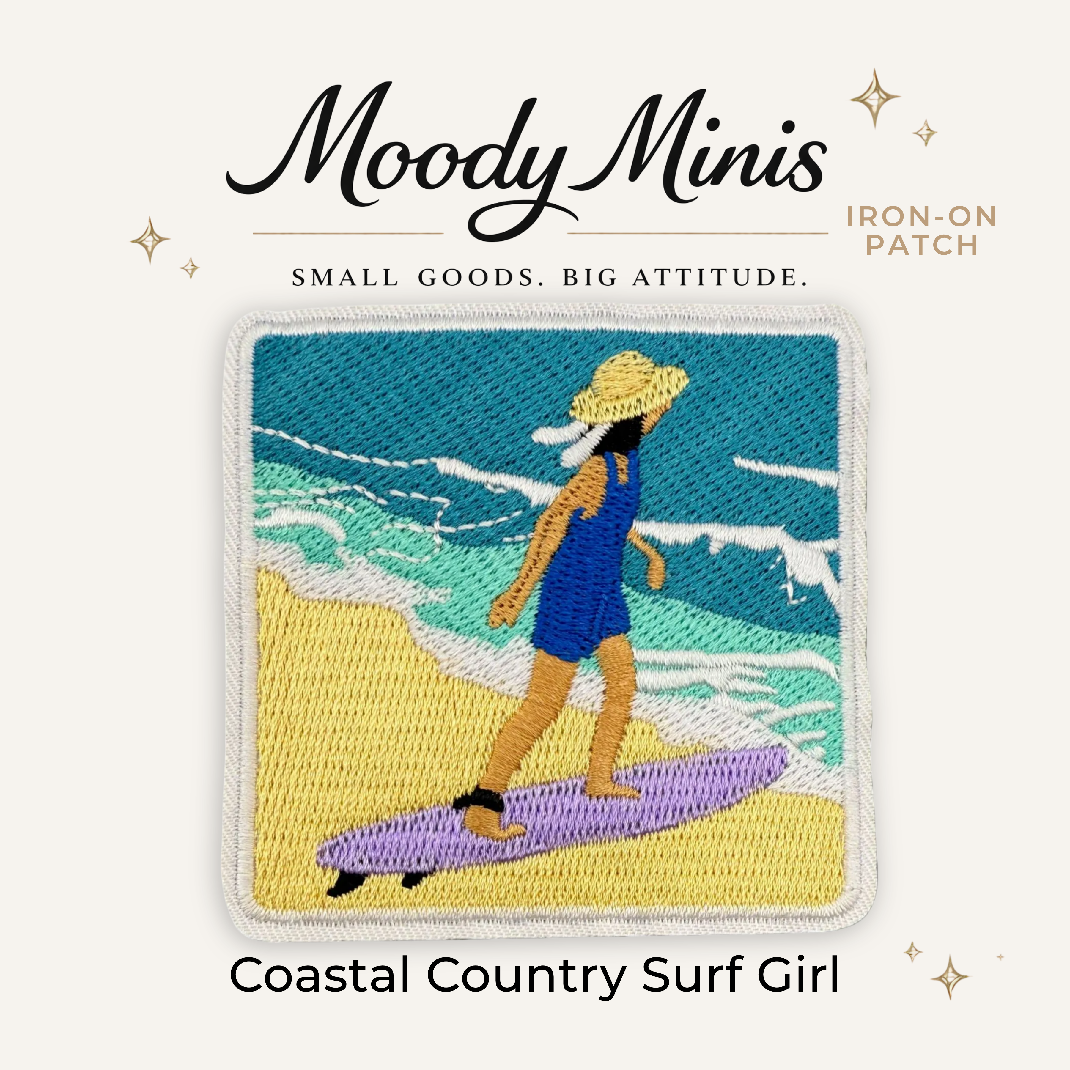 Coastal Country Surf Girl Embroidered Patch