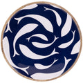 12" Dia. Navy Swirl Fish Mango Wood Round Platter