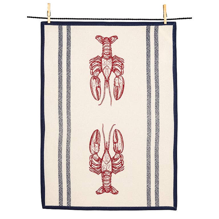 Striped Lobster Tea Towel-20x28"L