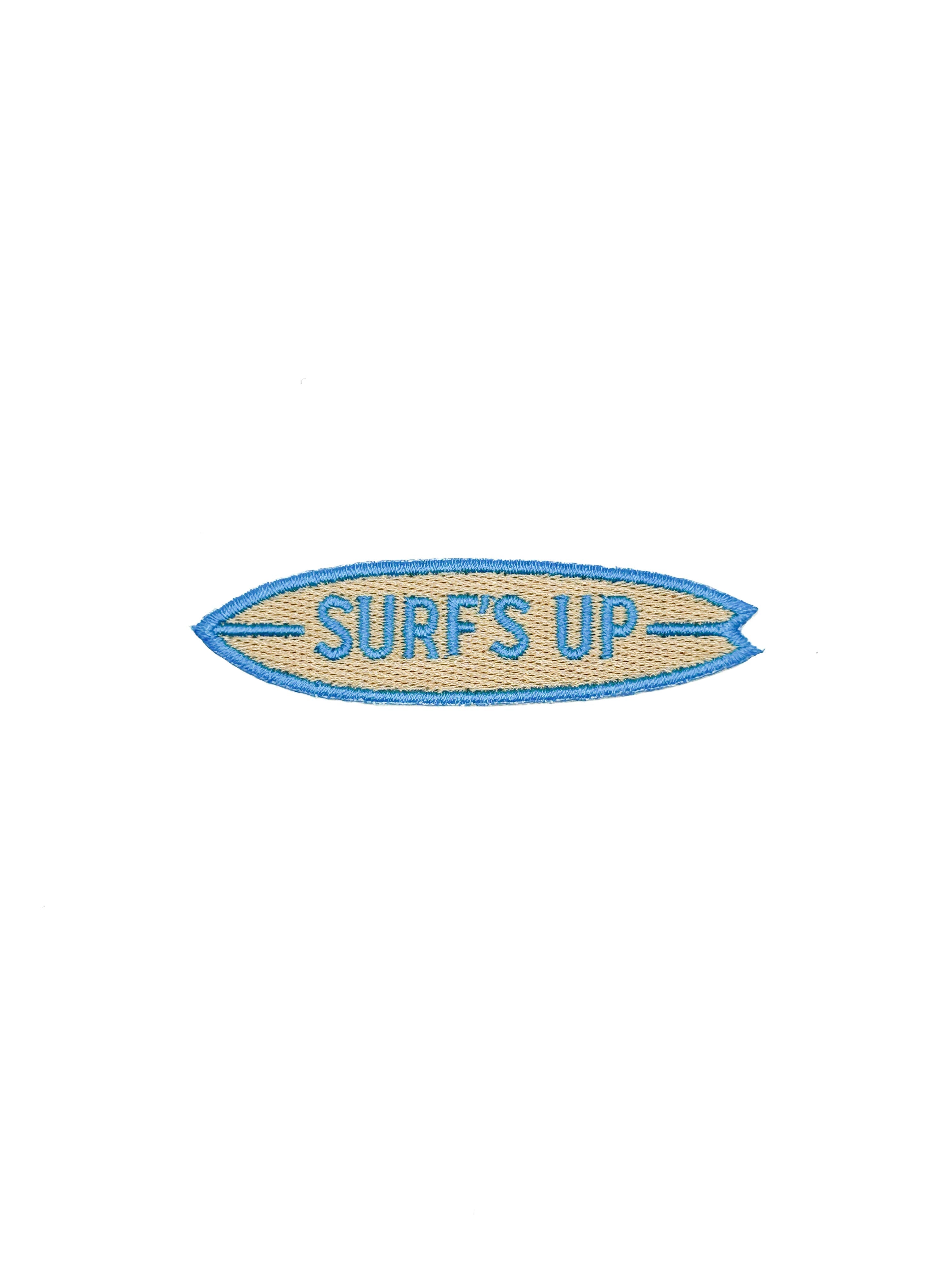 Surf’s Up Embroidered Patch – Surfboard Patch, Coastal Quote