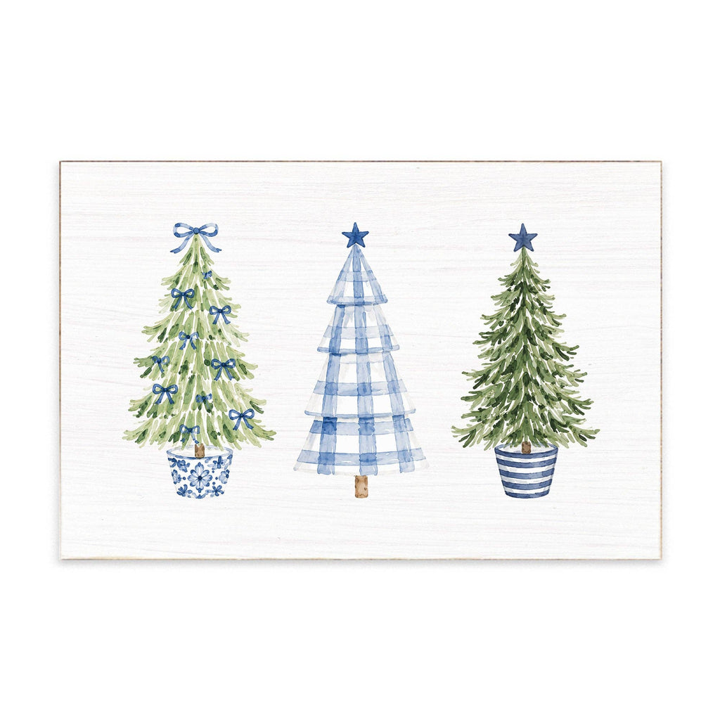 Coastal Cottage Christmas Trees Block Sign