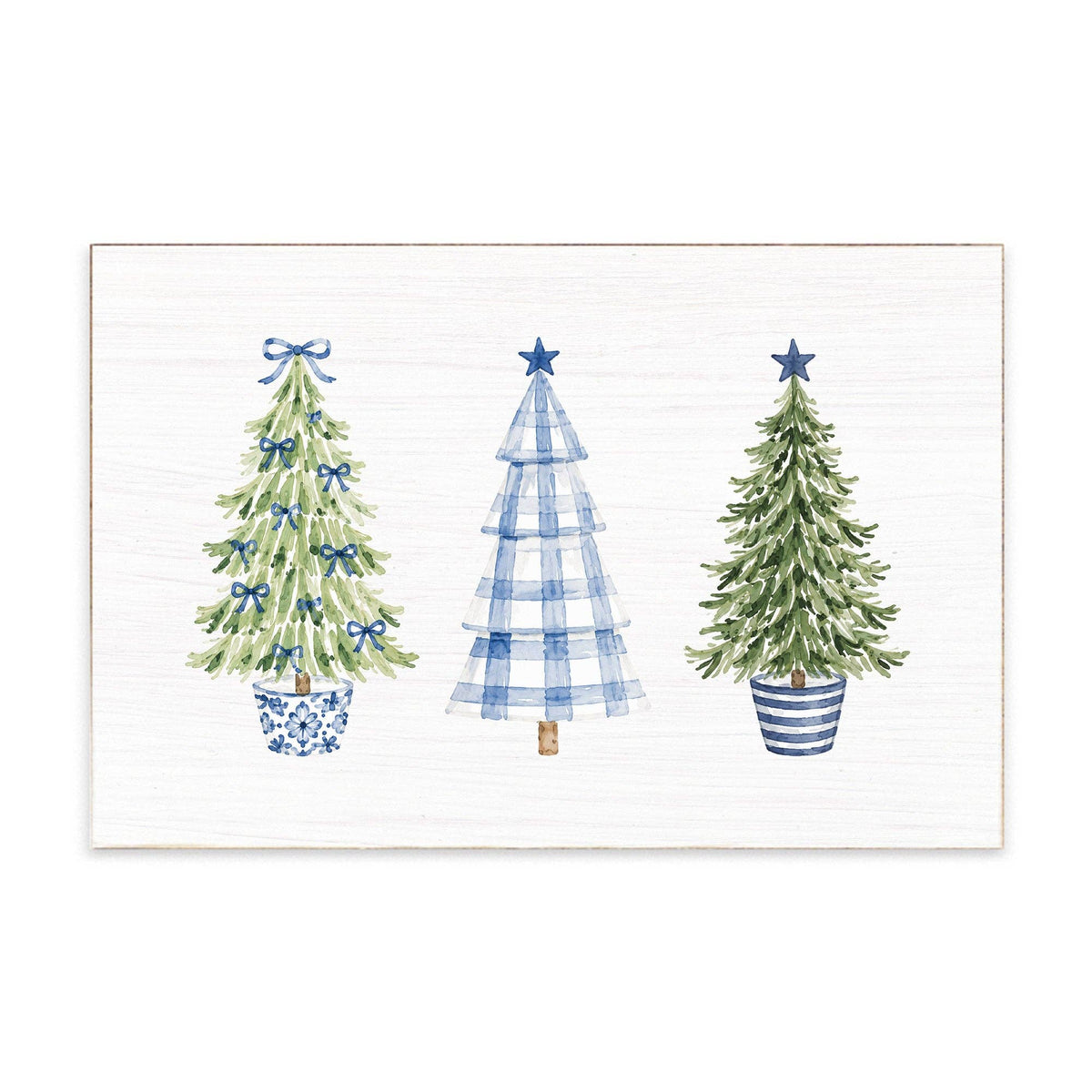 Coastal Cottage Christmas Trees Block Sign