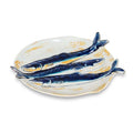 Round Triple Fish Plate-Blue & Yellow-7"D