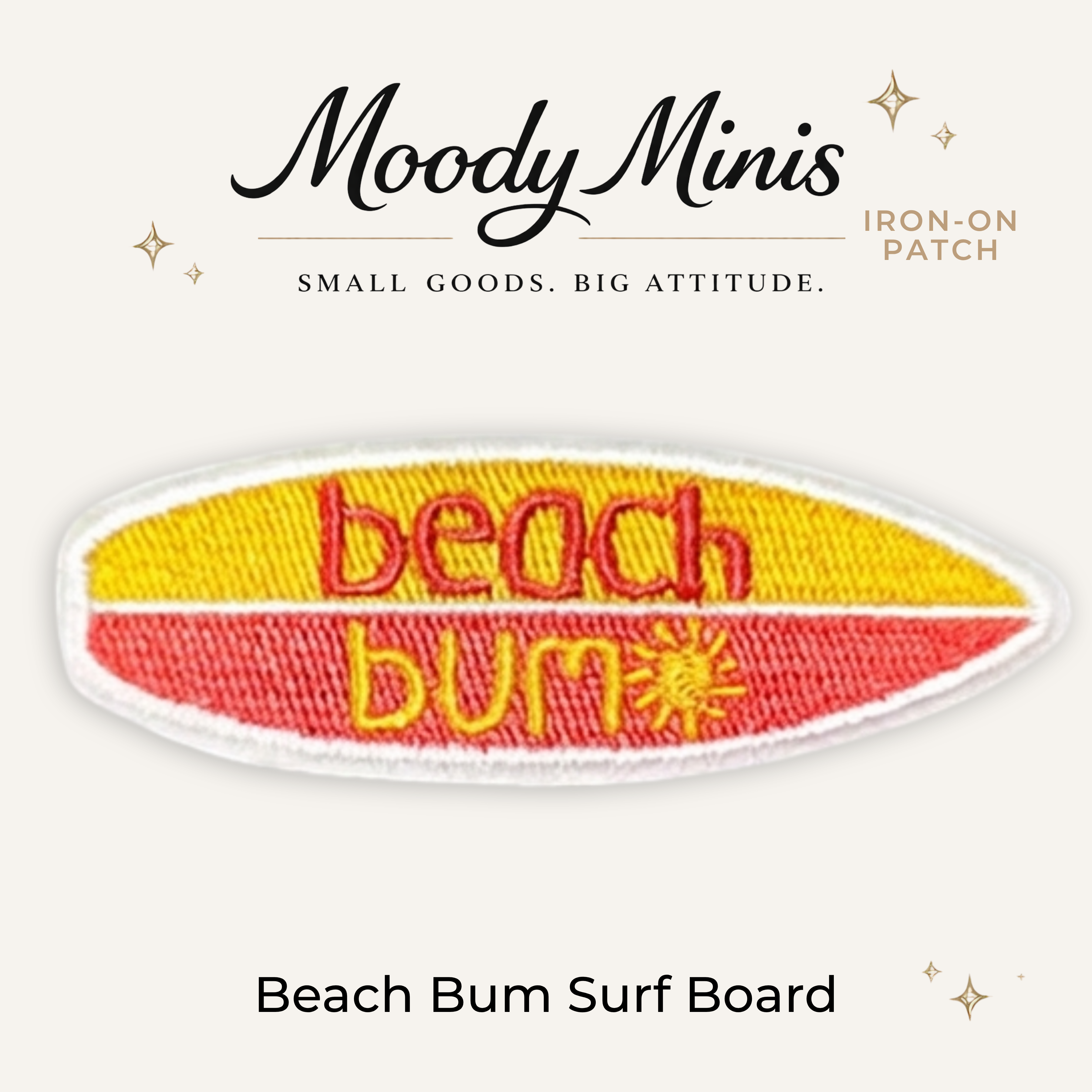 Beach Bum Surf Board Embroidered Patch
