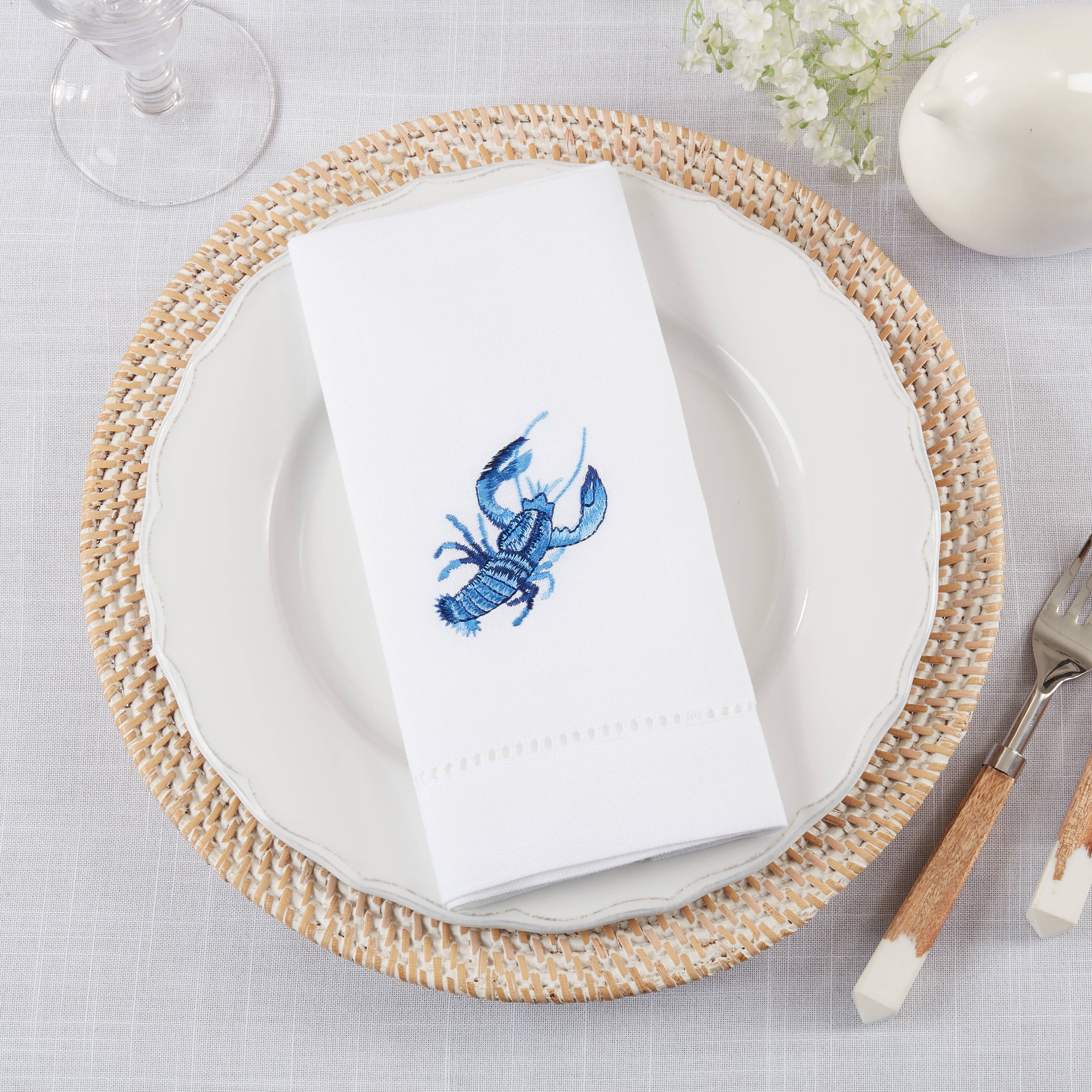 Embroidered Lobster Napkin