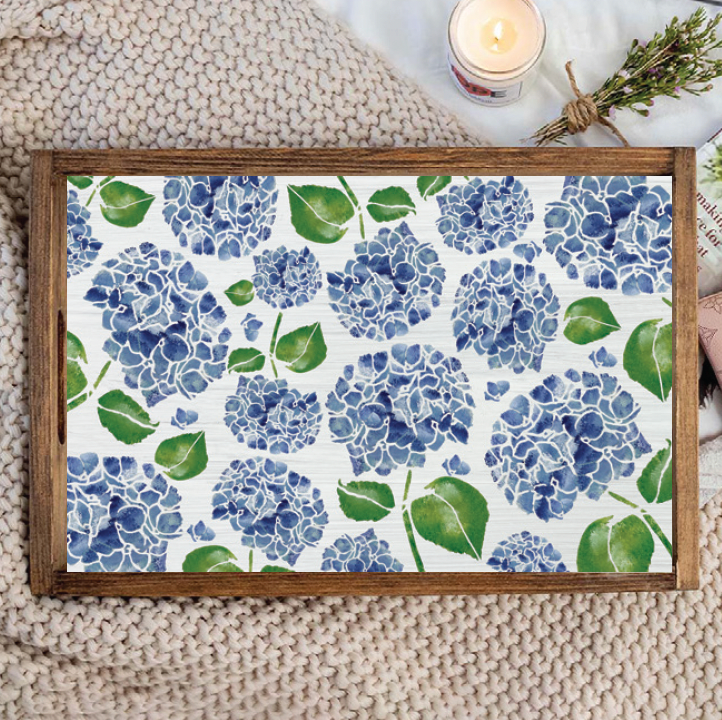 Scattered Hydrangeas Serving Tray