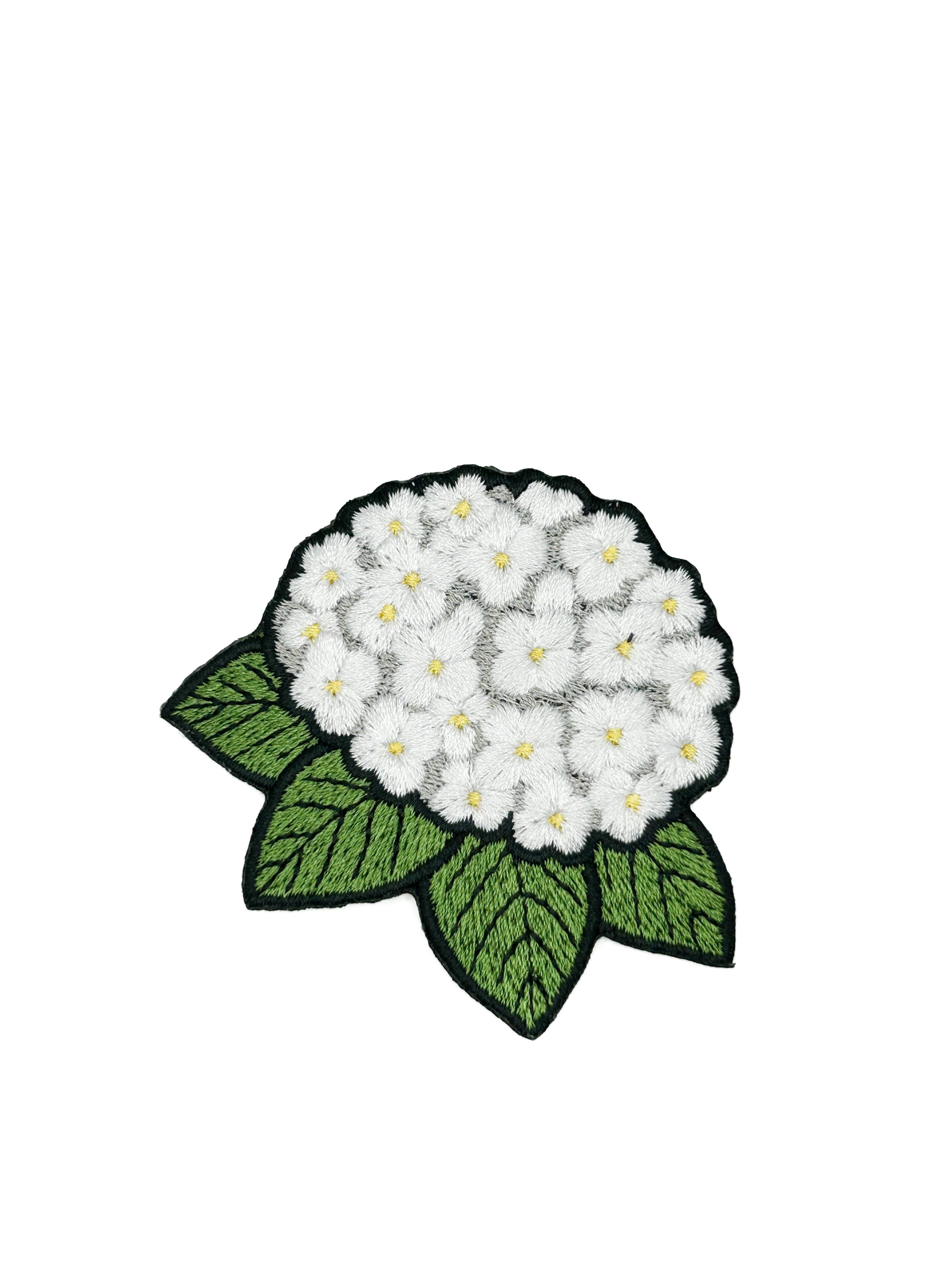 Hydrangea Embroidered Patch White Flower Patch Floral Garden
