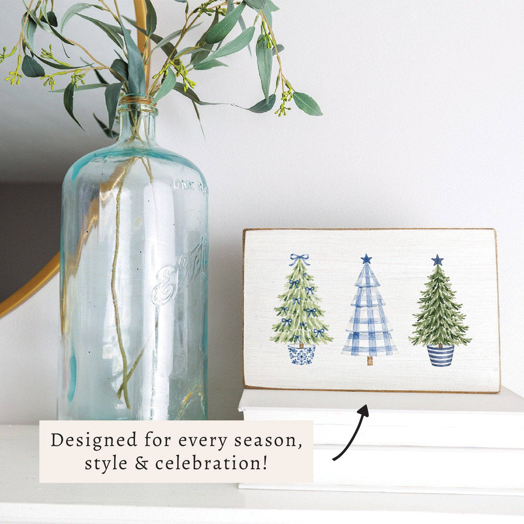 Coastal Cottage Christmas Trees Block Sign