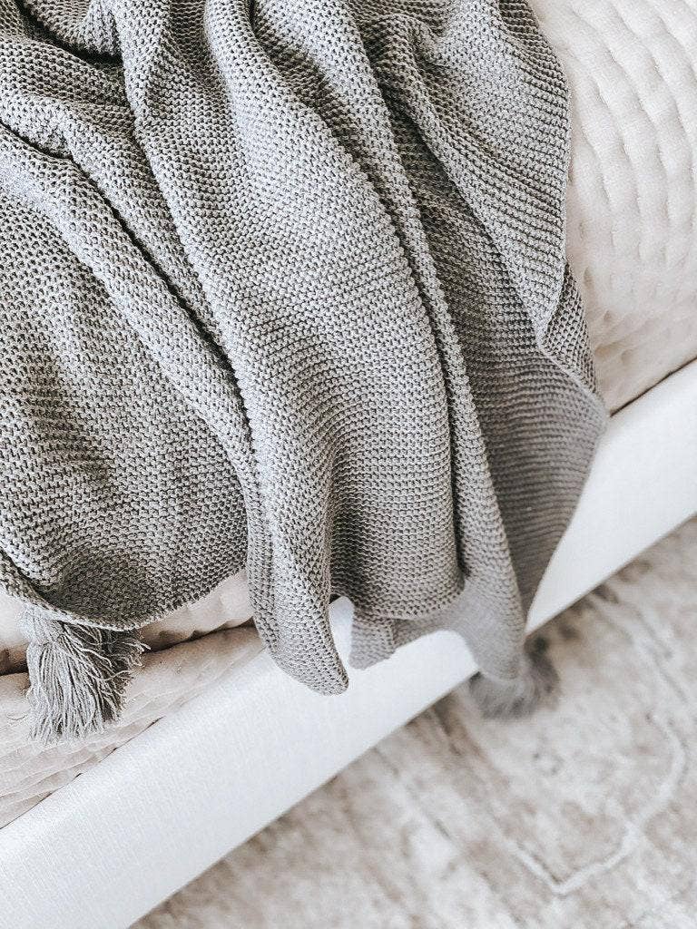 Knit Throw Blanket - Knit Throw Blanket With Tassels | Cozy