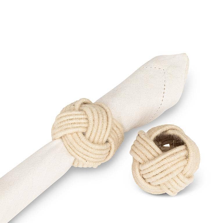Jute Braided Napkin Ring-White-2.5"D