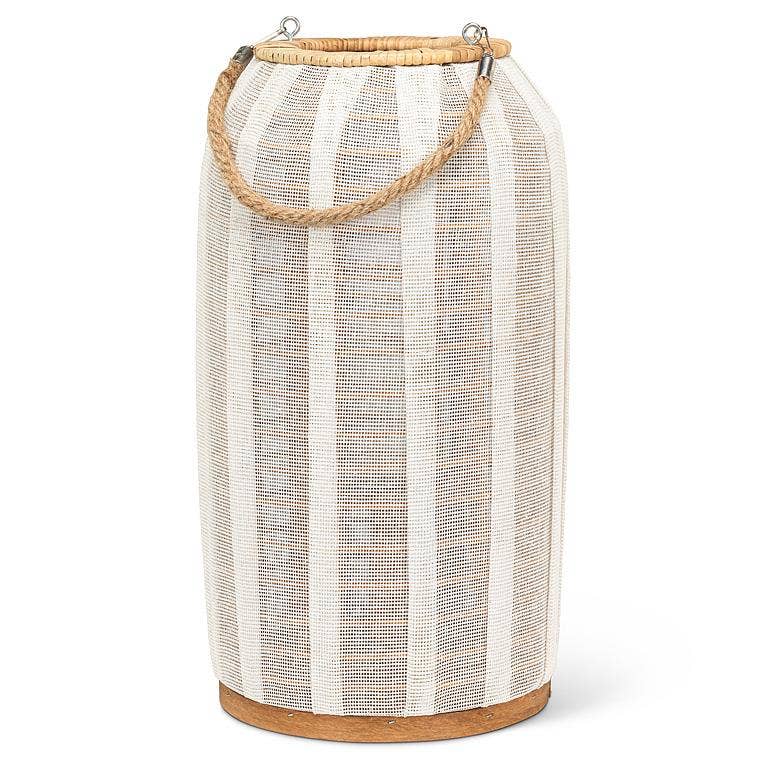 Tall Lantern with Jute Handle-Ivory