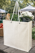 Jute Tote Bag | Reusable Gusseted Gift Market Grocery