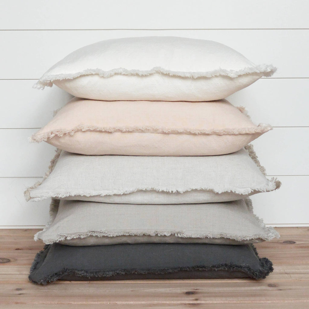 Customizable Embroidered Fringe Pillow Covers - Ivory