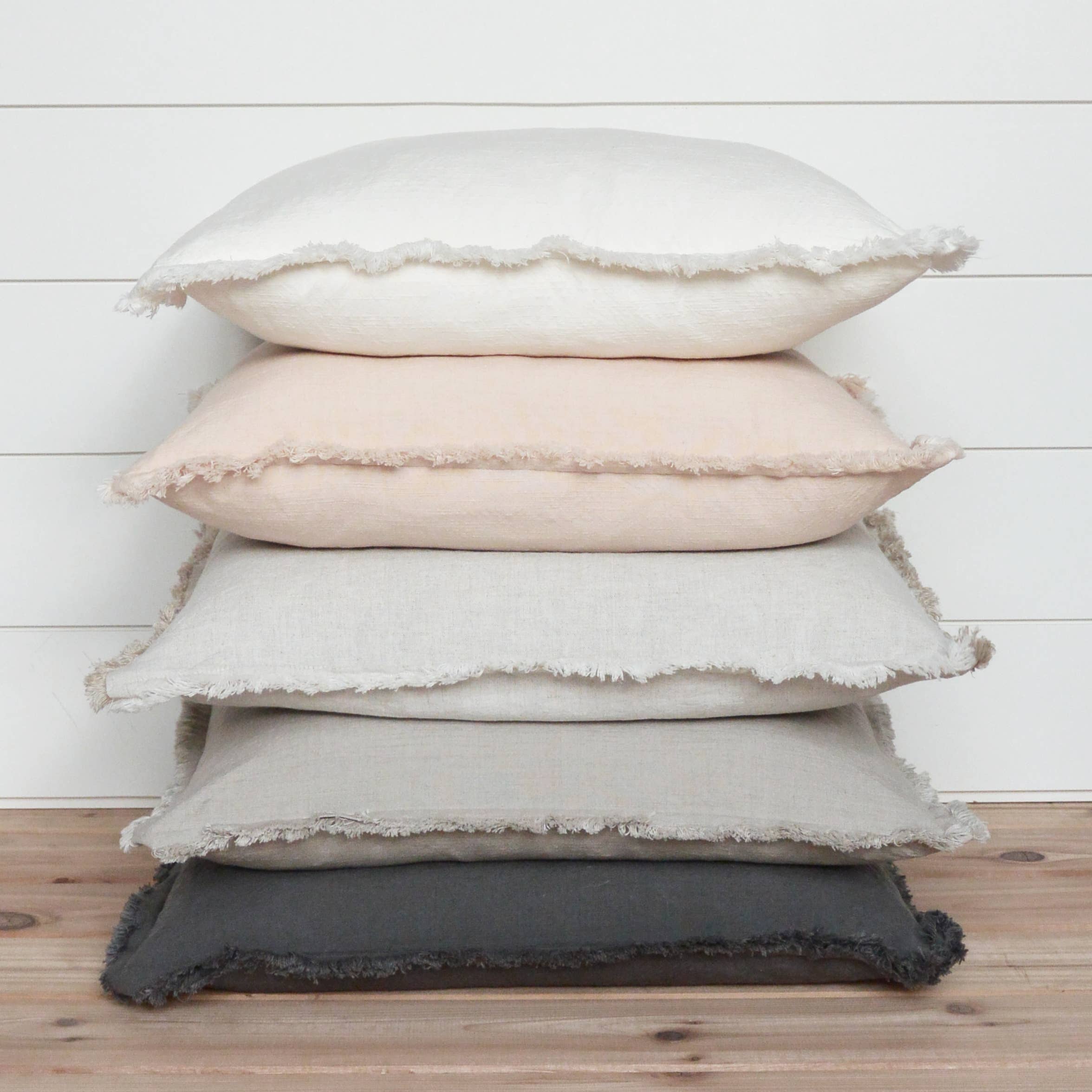Customizable Embroidered Fringe Pillow Covers - Ivory