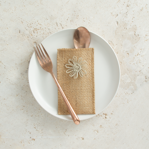 Natural Jute Flower - Set of 8