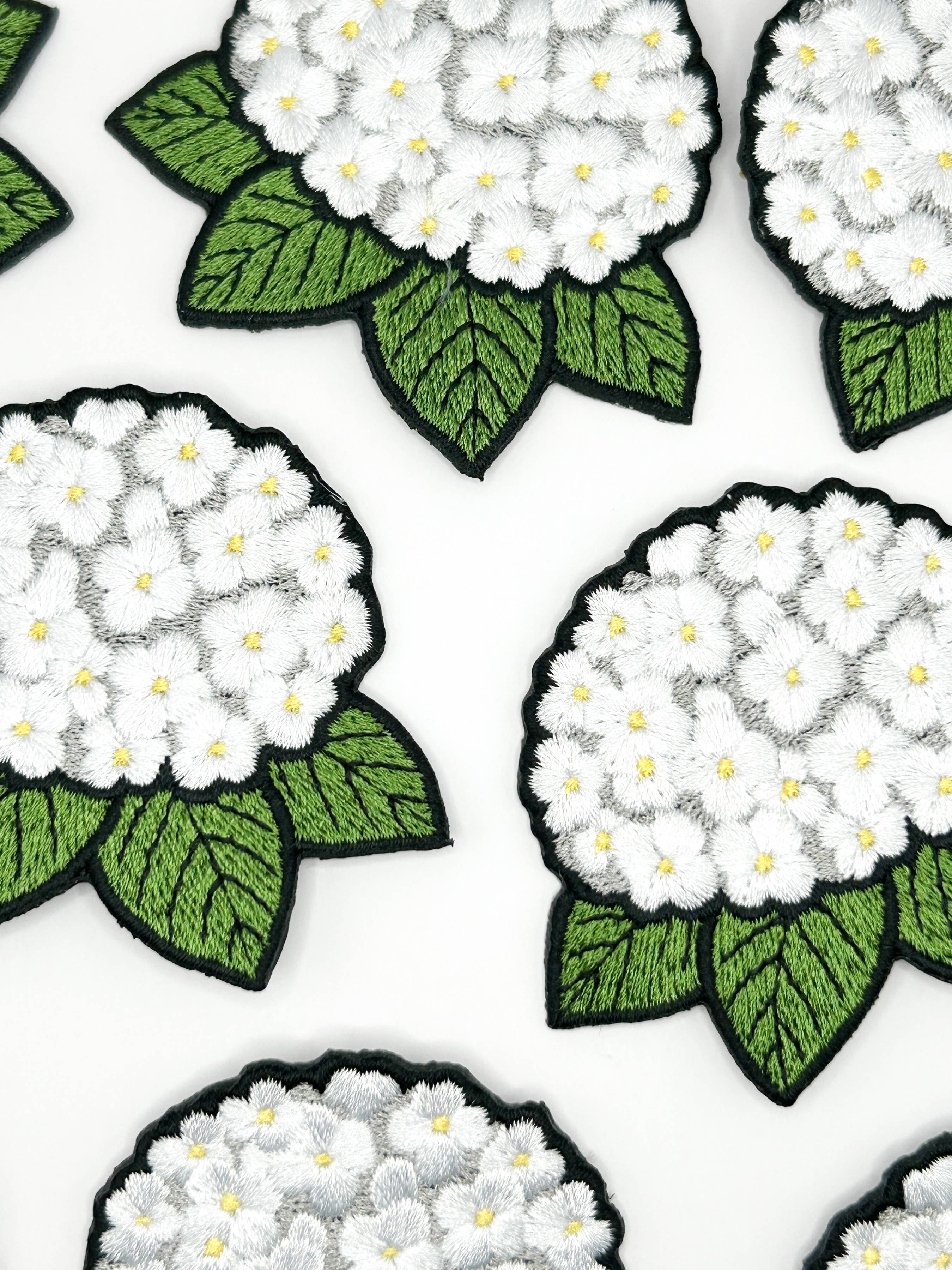 Hydrangea Embroidered Patch White Flower Patch Floral Garden