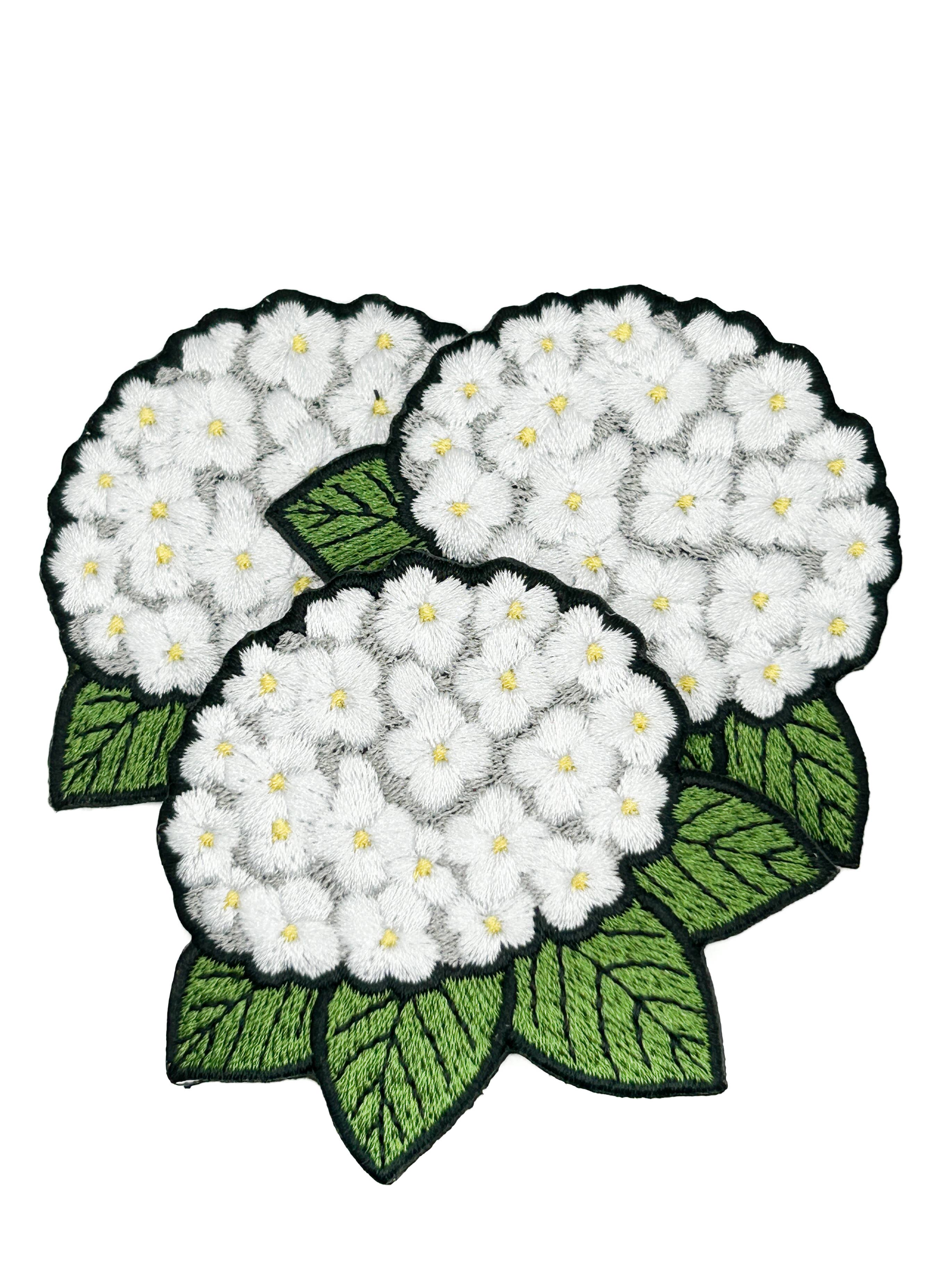 Hydrangea Embroidered Patch White Flower Patch Floral Garden