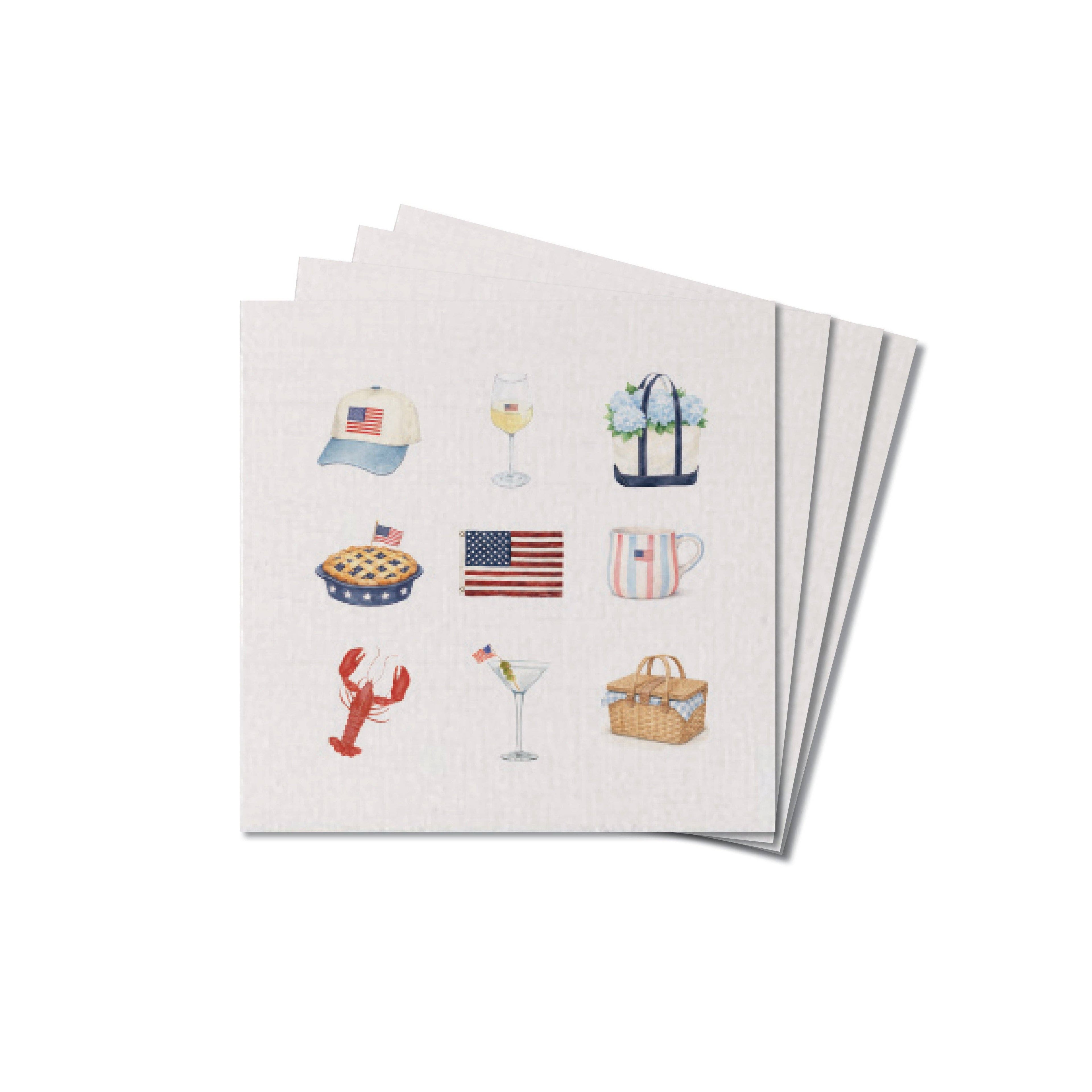 American Summer Icons Coaster Set | USA Drink Coasters