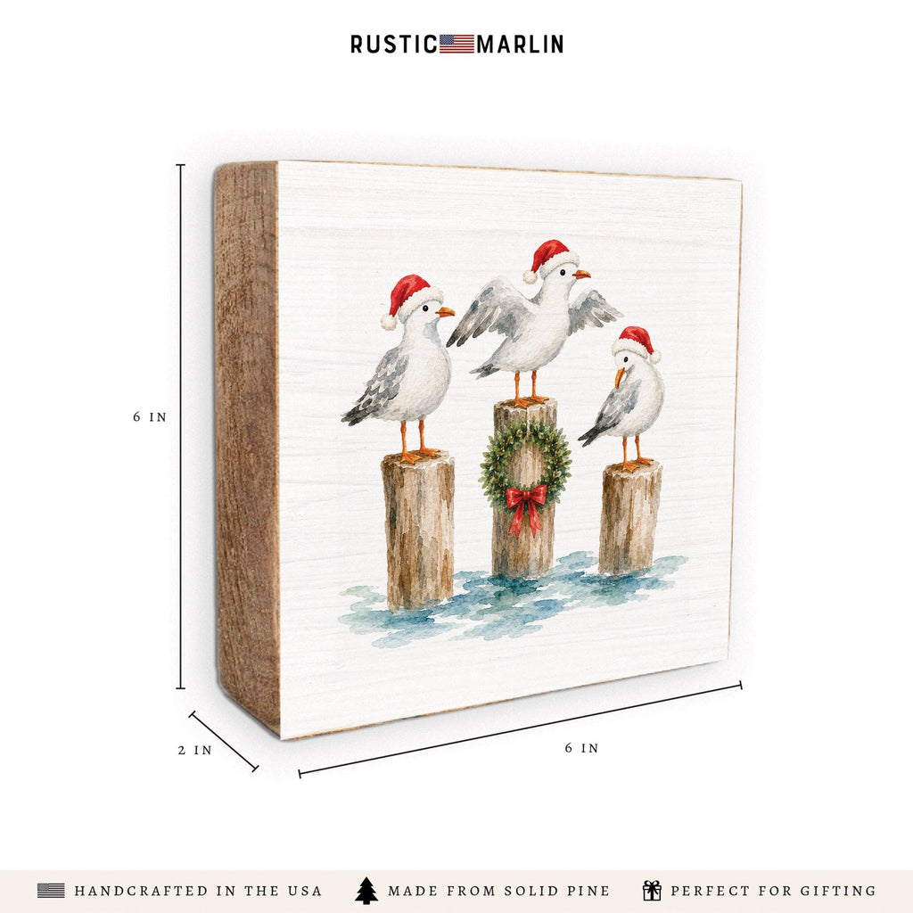 Santa Seagull Trio Block Sign