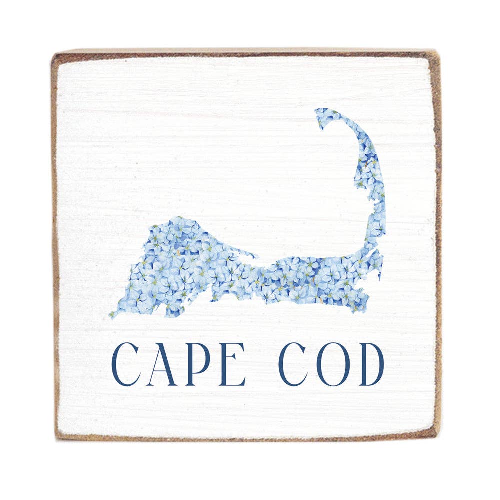 Cape Cod Hydrangeas Block Square | Wood Block Sign