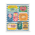 Sardine Tins on Stripes Dishcloth-6.75x7.5"L
