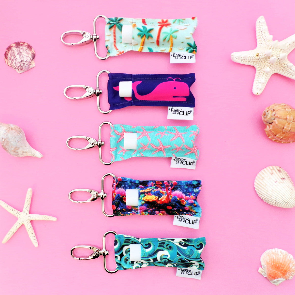 Blue Whale on Pink LippyClip® Lip Balm Holder