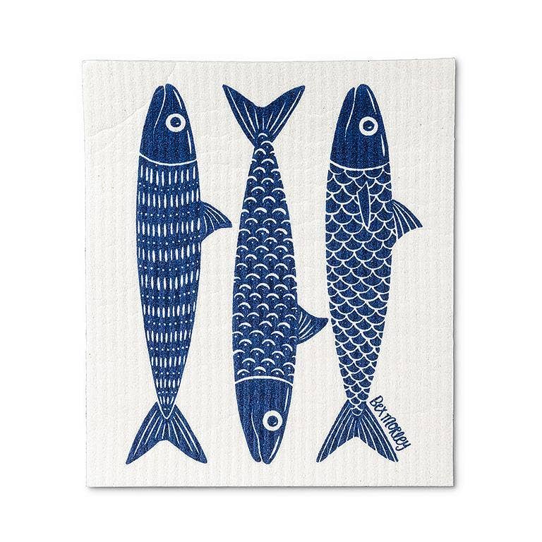 S/2 Fish & Lemons Dishcloths-6.5x8"L