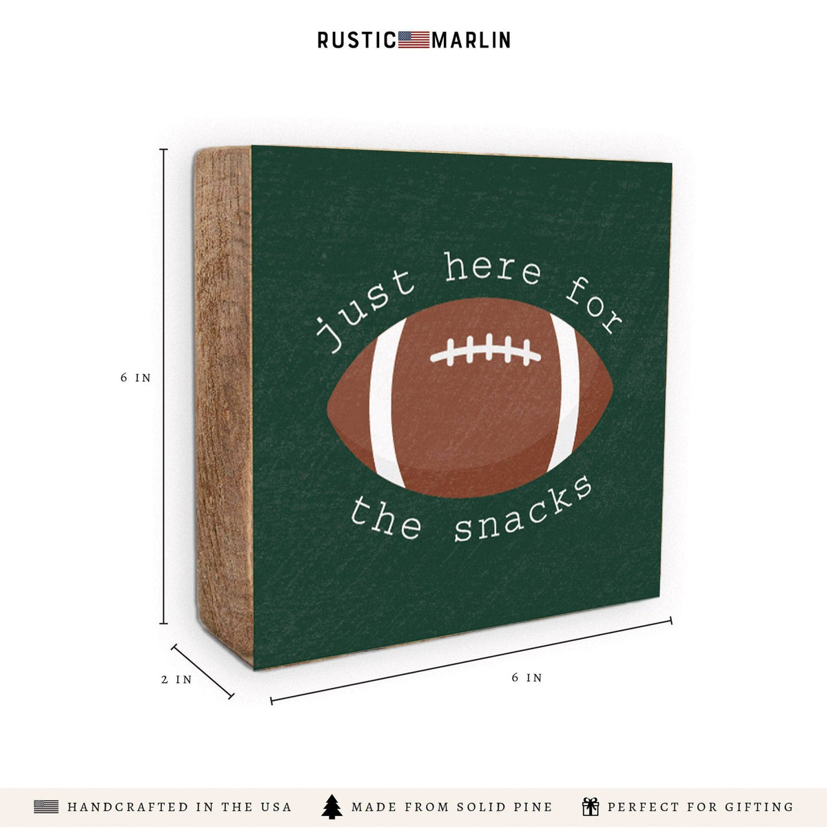 Football Here For The Snacks Block Sign | Game Day Decor