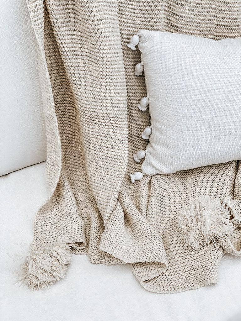 Knit Throw Blanket - Knit Throw Blanket With Tassels | Cozy