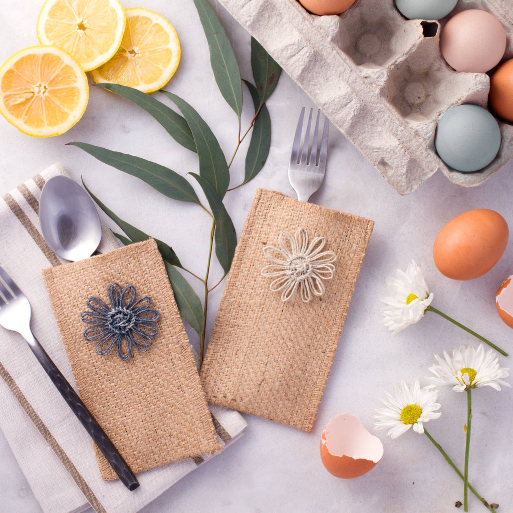 Natural Jute Flower - Set of 8