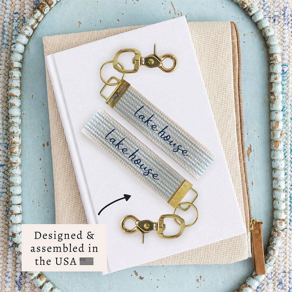 Light Blue Stripe Personalized Keychain | Custom Keychain