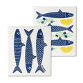 S/2 Fish & Lemons Dishcloths-6.5x8"L