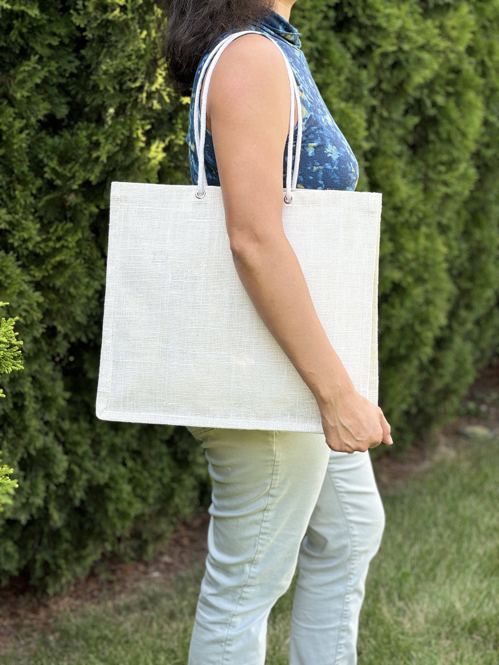 Jute Tote Bag | Reusable Gusseted Gift Market Grocery