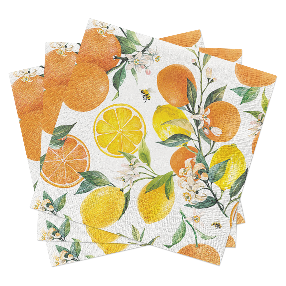 Citrus with Bees Lunch & Cocktail Napkins - Summer Napkins