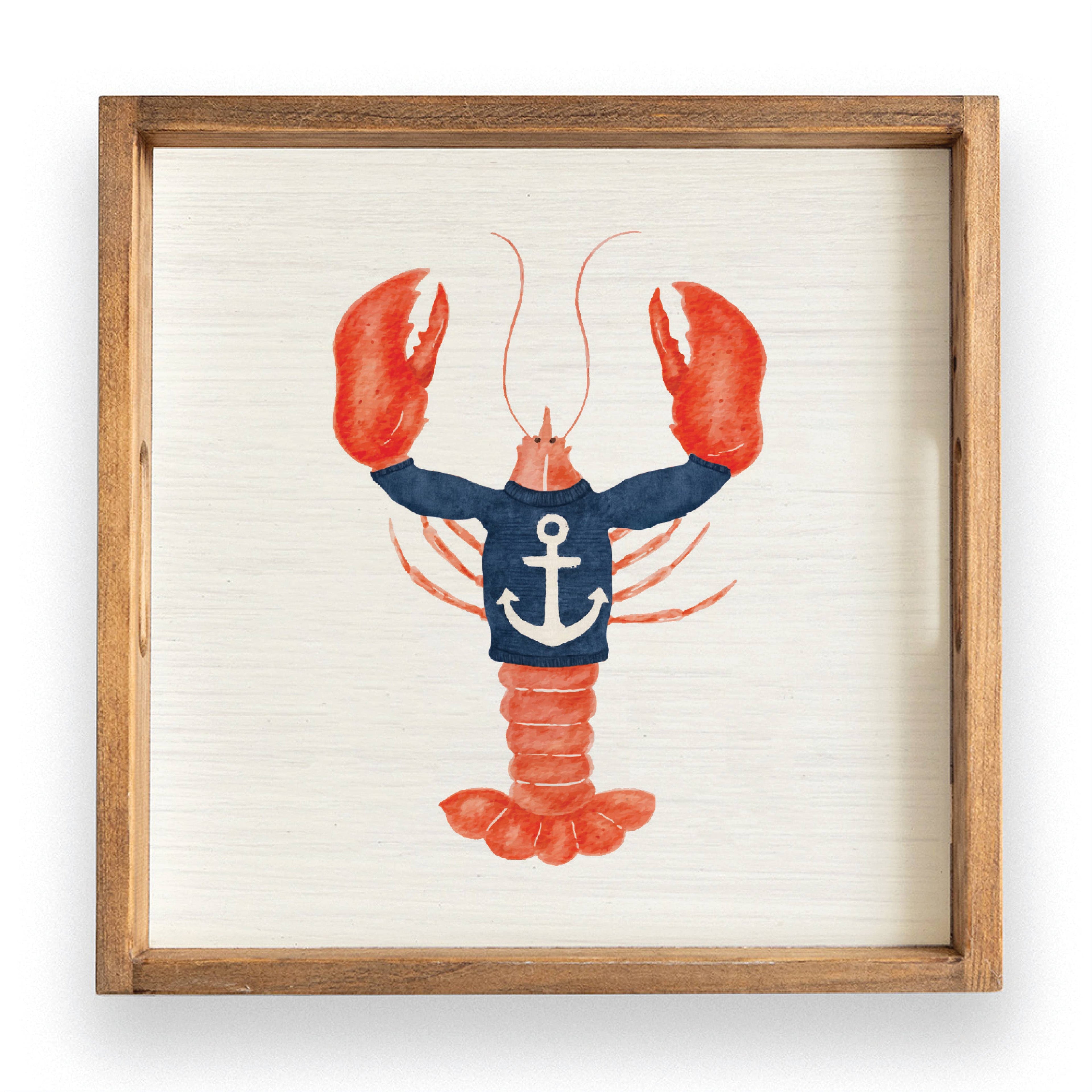 Nautical Lobster Serving Tray | Wooden Tray | Coastal Decor