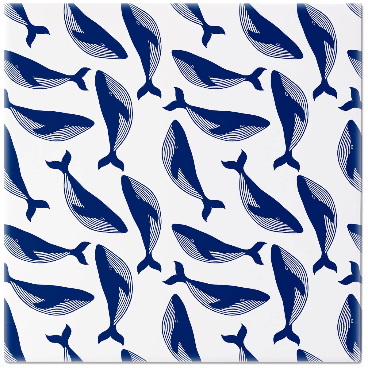 8" Navy Whale Ceramic Trivet