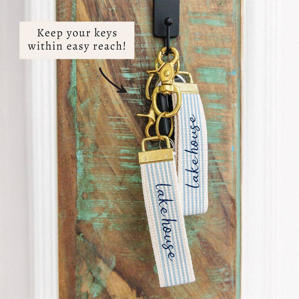 Light Blue Stripe Personalized Keychain | Custom Keychain