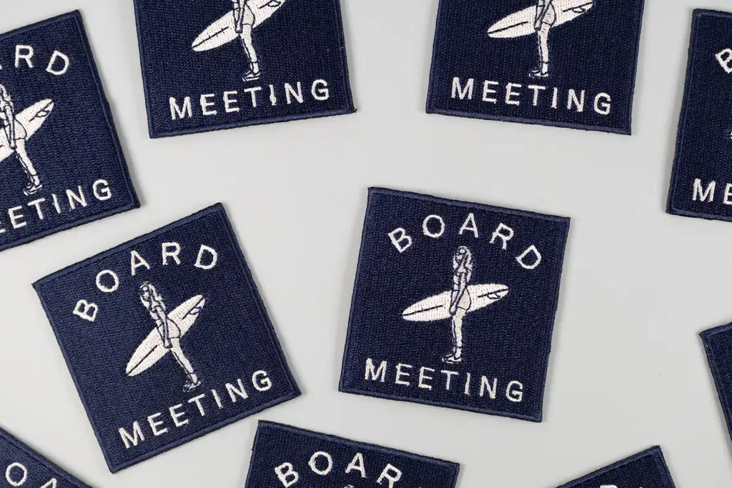 Board Meeting Surf Embroidered Iron-On Patch Coastal Surfer