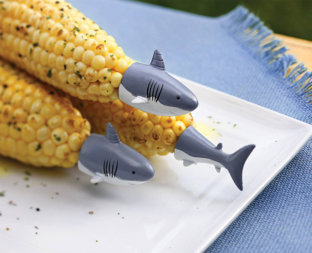 Outset Shark Corn Holders, Set 8, 1.38" x 5" x 7"
