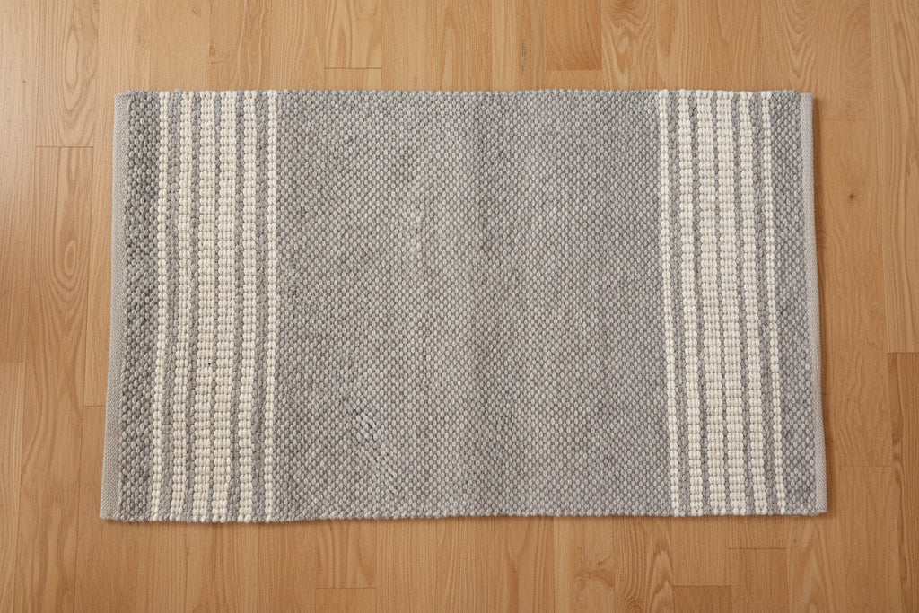 Ivory and Grey Stripe Rug
