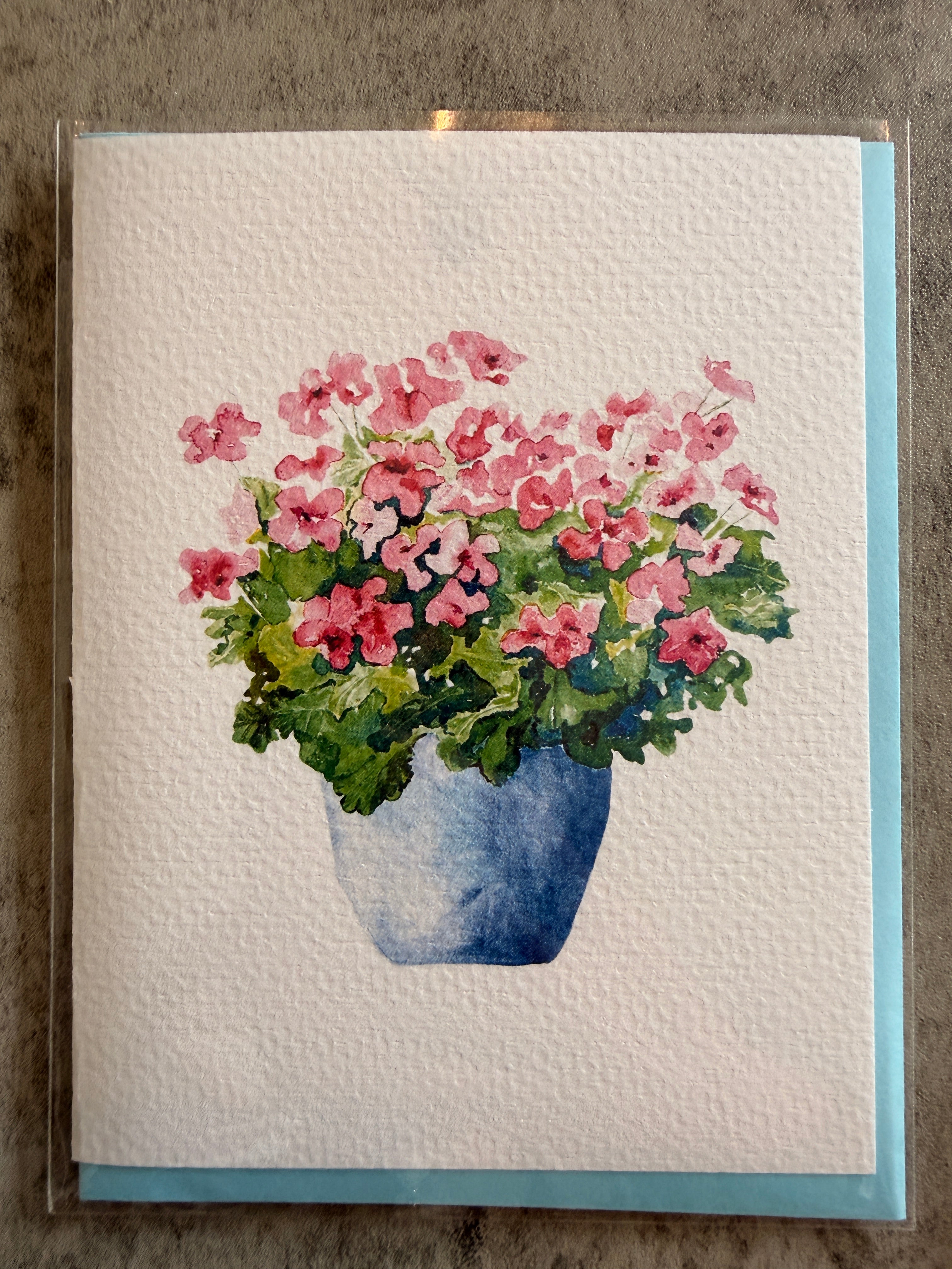 Watercolor Geranium Note Card