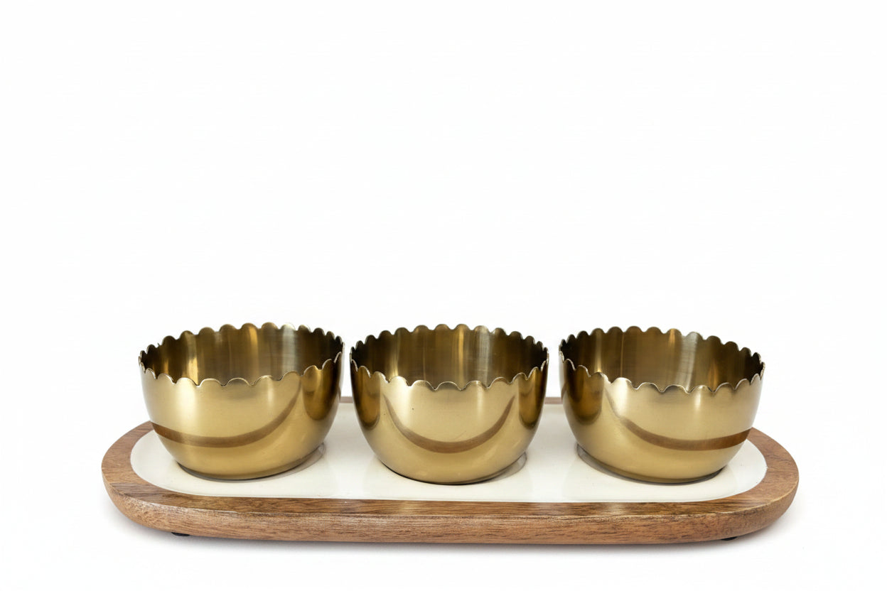 Gold and Wood Dip Platter