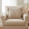 Beige multi tassel pillow