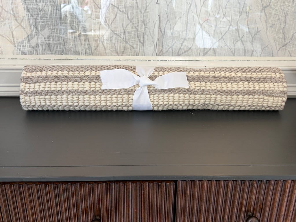 Ivory and Grey Stripe Rug