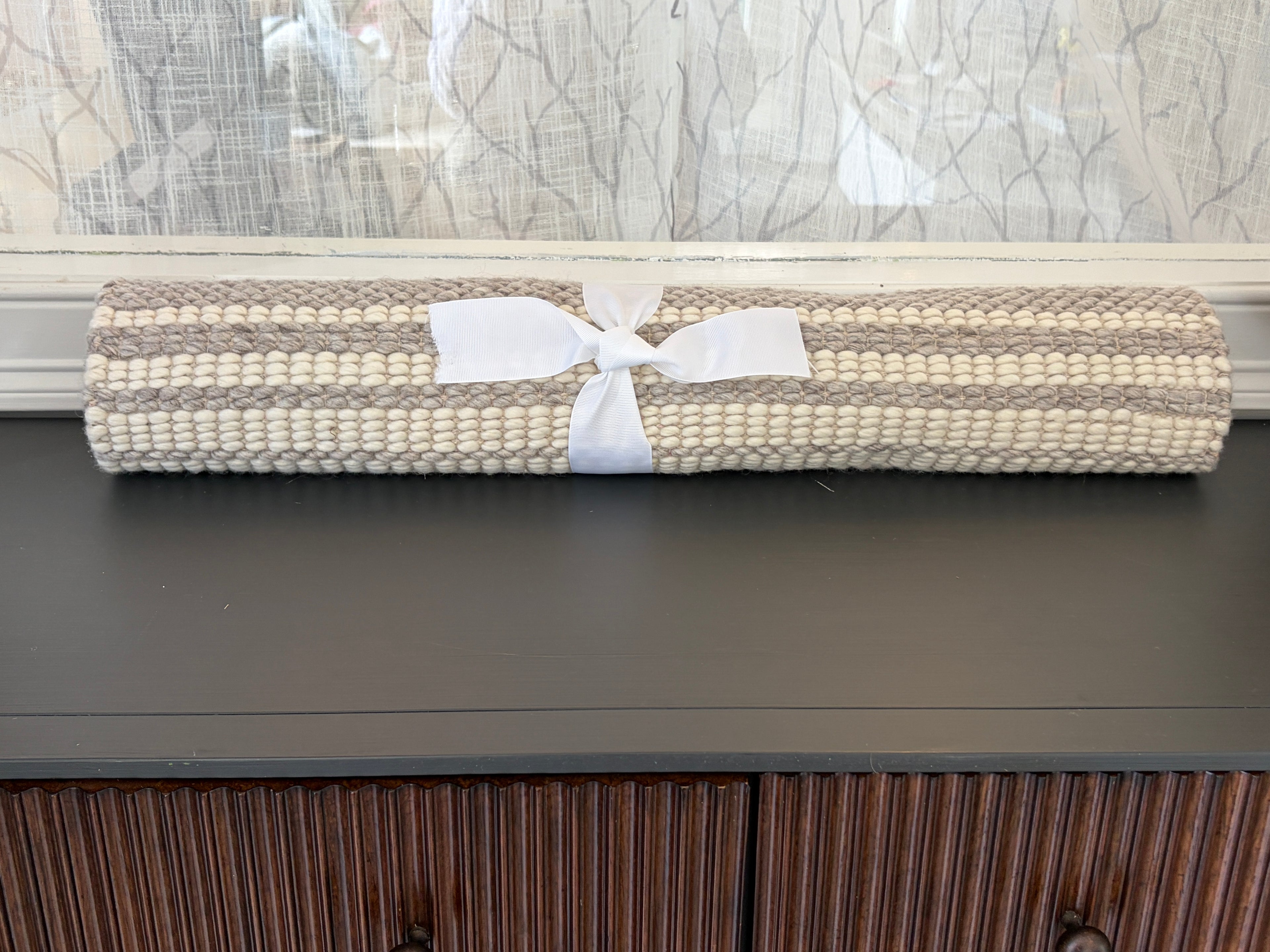 Ivory and Grey Stripe Rug