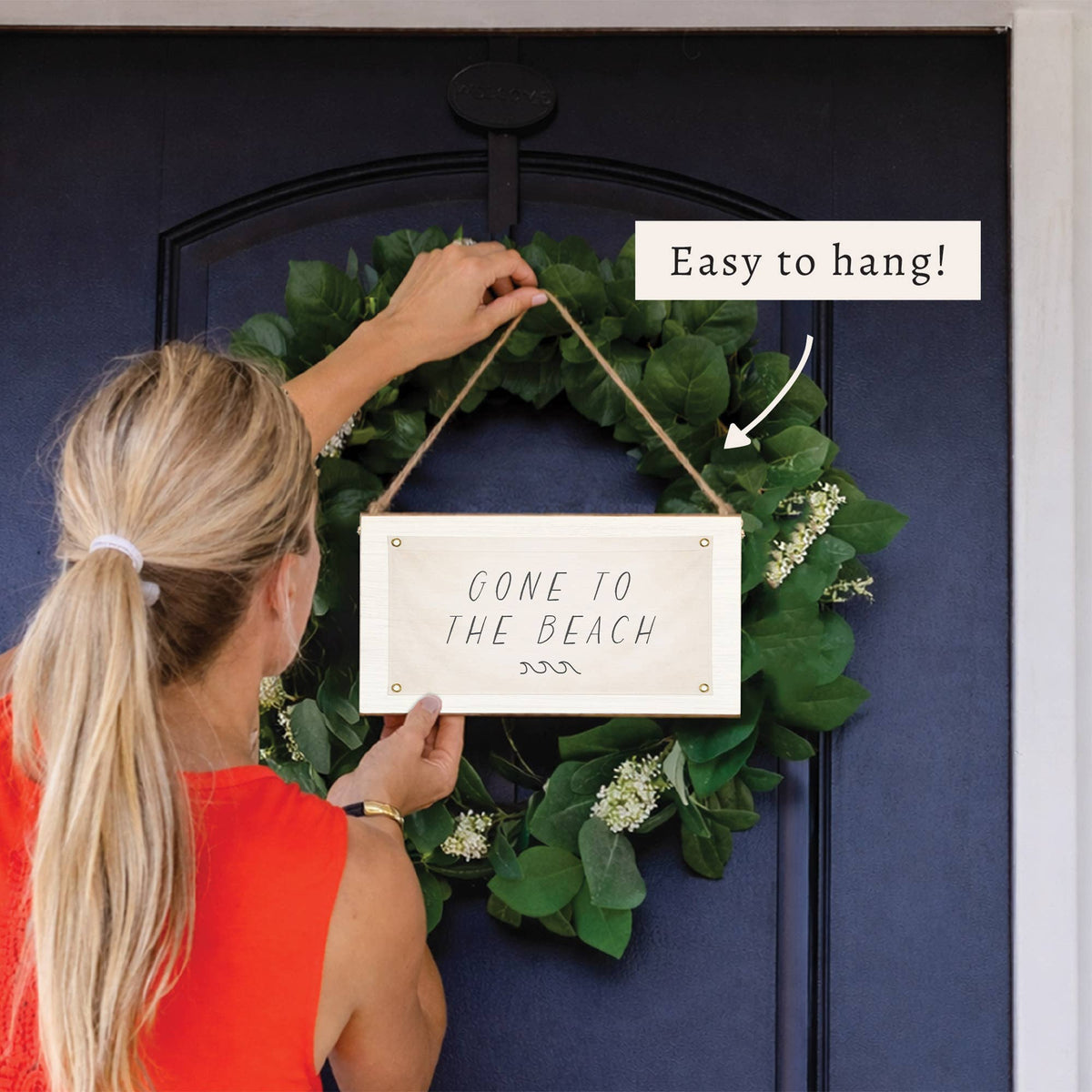 Gone To The Beach Twine Sign | Coastal Door Decor