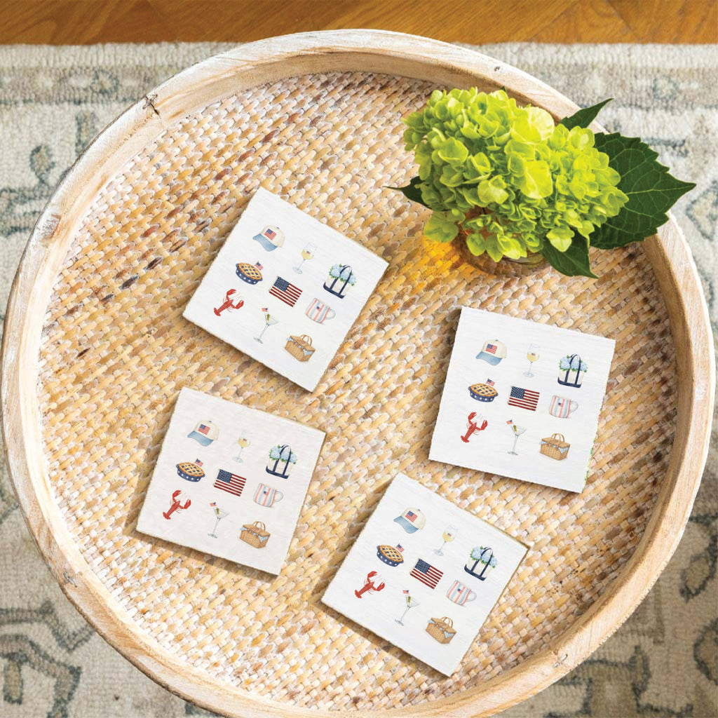 American Summer Icons Coaster Set | USA Drink Coasters