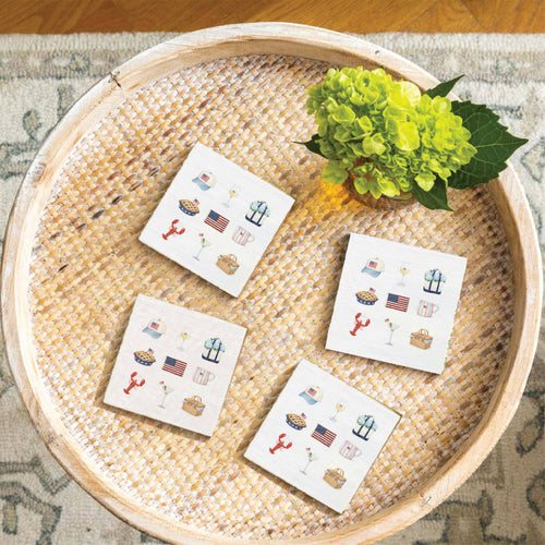 American Summer Icons Coaster Set | USA Drink Coasters