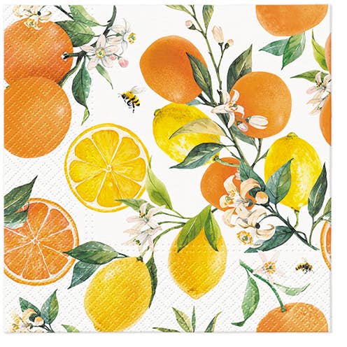Citrus with Bees Lunch & Cocktail Napkins - Summer Napkins